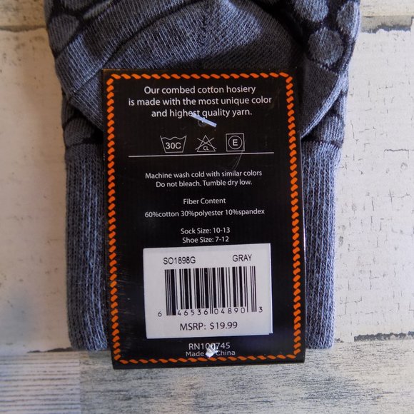 MEN'S STEVEN LAND FANCY DRESS SOCKS ~ Grey w/Blue - Picture 3 of 3